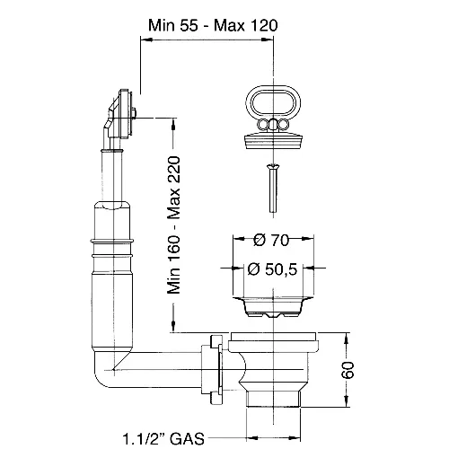 POHJAVENTTIILI LIRA 1 1/2, 70 YLIVUOTOSRJ